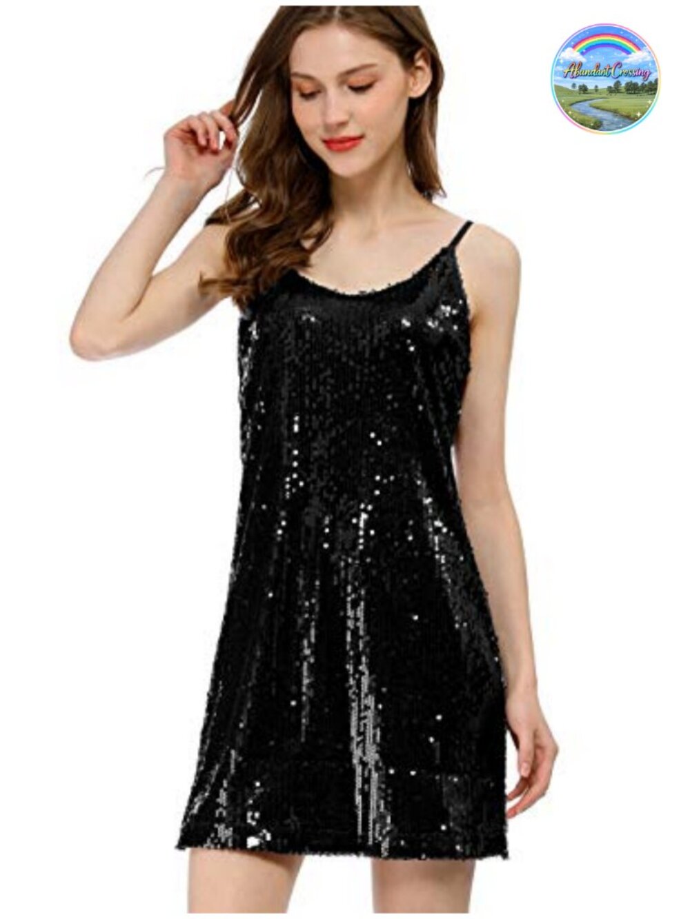 Sparkly Sequin Mini Dress Spaghetti Strap V-Neck Cocktail Party Clubwear